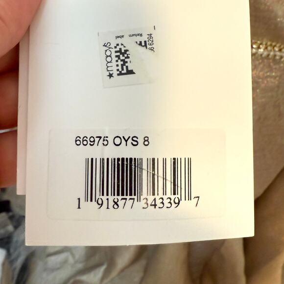 Mac Duggal One Shoulder Metallic Ruffled Evening Gown In Oyster 66975 Size 8 New - Picture 14 of 16